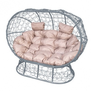 Диван с ротангом на подставке ''Лежебока'' Серый / Под заказ